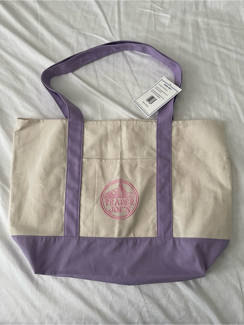 Trader Joe’s Large Lavender Canvas Reusable Tote Bag - Picture 3 of 3
